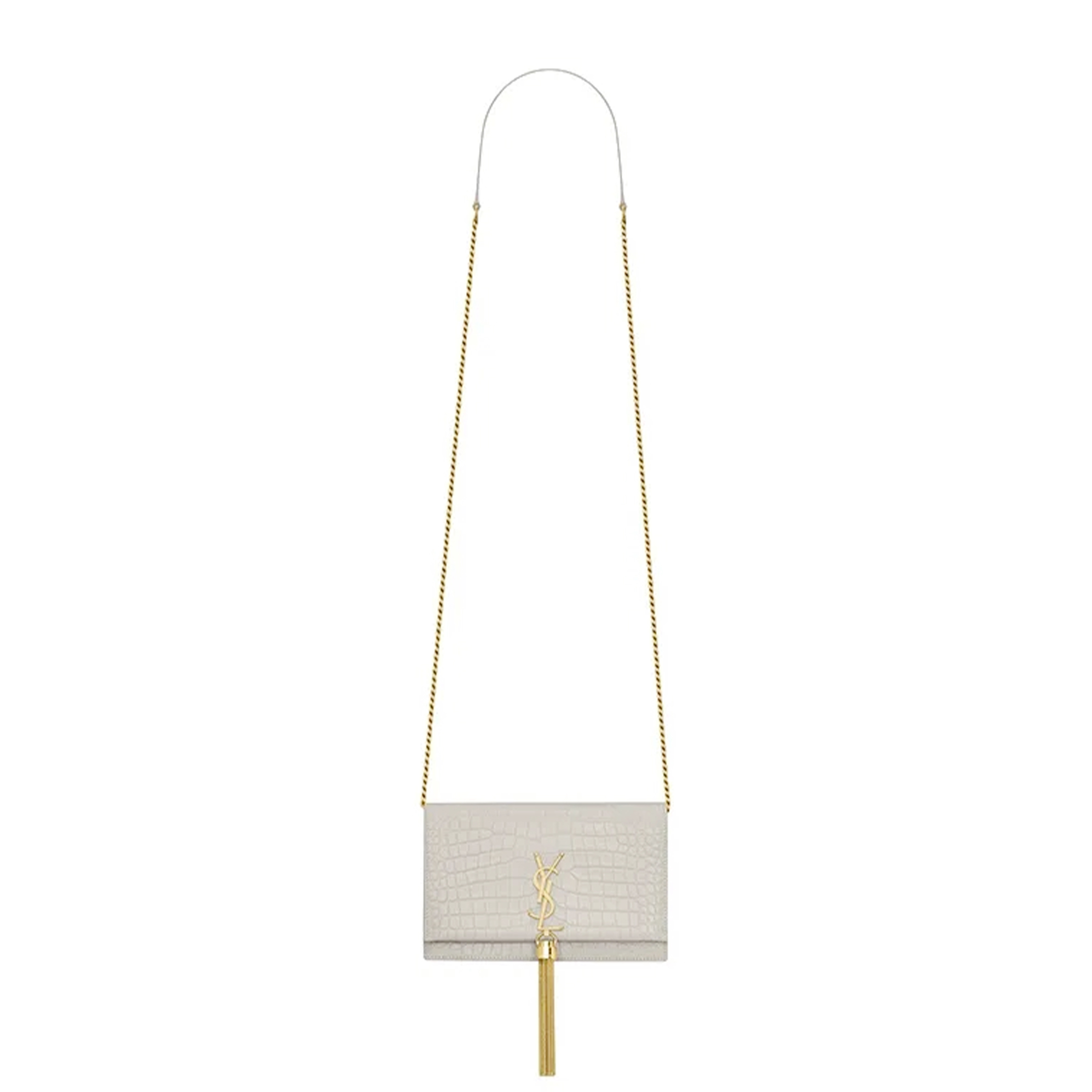 YSL KATE MONOGRAM TASSEL CHAIN WALLET IN CALFSKIN CROCODILE EMBOSSED 452159DND1J9207 (19*12.5*4cm)